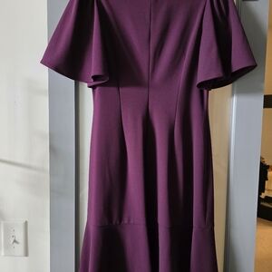 Calvin Klein Rich Purple Long Sleeve Dress